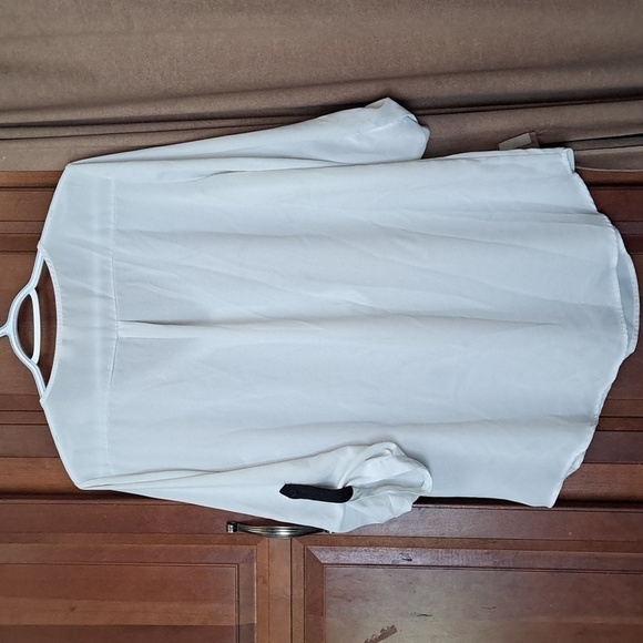 Tacera womans size Medium 3/4 sleeve dress shirt gold zip front lightweight - Picture 8 of 8